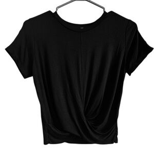 J.O & CO Women’s Crop Casual Short Sleeve Bottom Knot Stretch T-Shirt